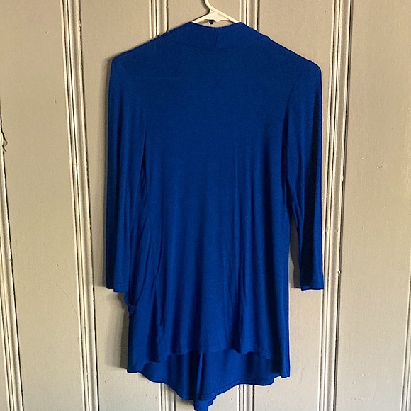 Gorgeous Royal Blue Front Angle Draped Cardigan With Pockets Size Small - Picture 4 of 12